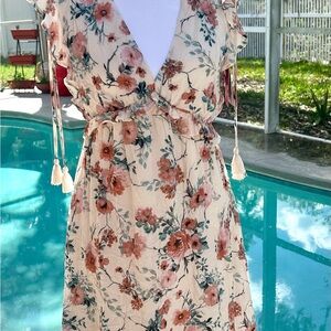 Target Floral Maxi Dress with Pink and Cream Hues SZ S new with tickets